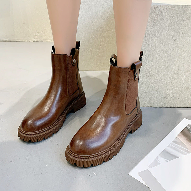 Ghete Cristina Martin - Stil vintage britanic din piele de vacă