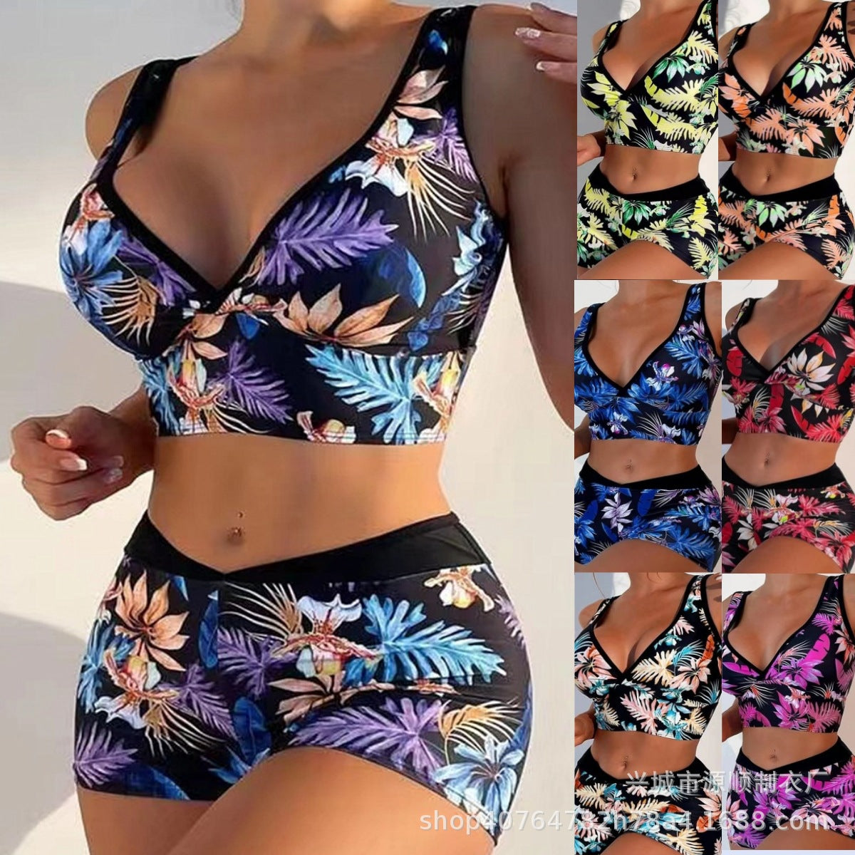 Vibrant Printed Boxer Bikini by Cristina Gore