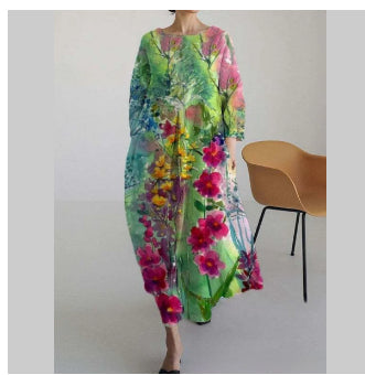 Rochie Cristina din in 3D - model artistic în linie A cu mâneci 1/2