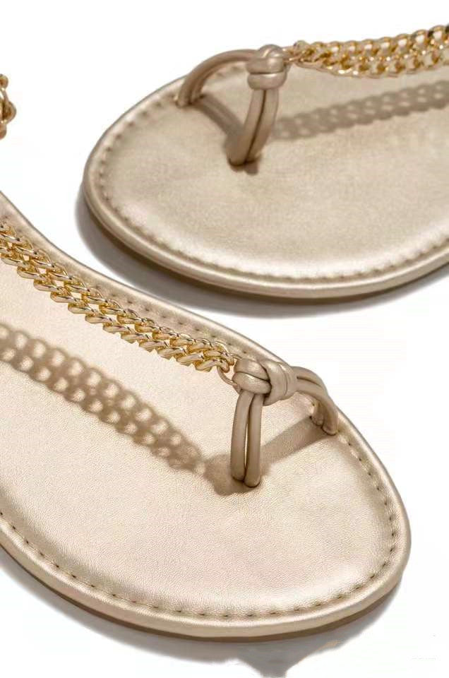 Sandale romane Cristina - Balerini cu lanț metalic