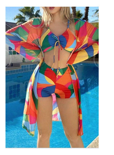 Set bikini Cristina din 3 piese cu cardigan cu mânecă lungă