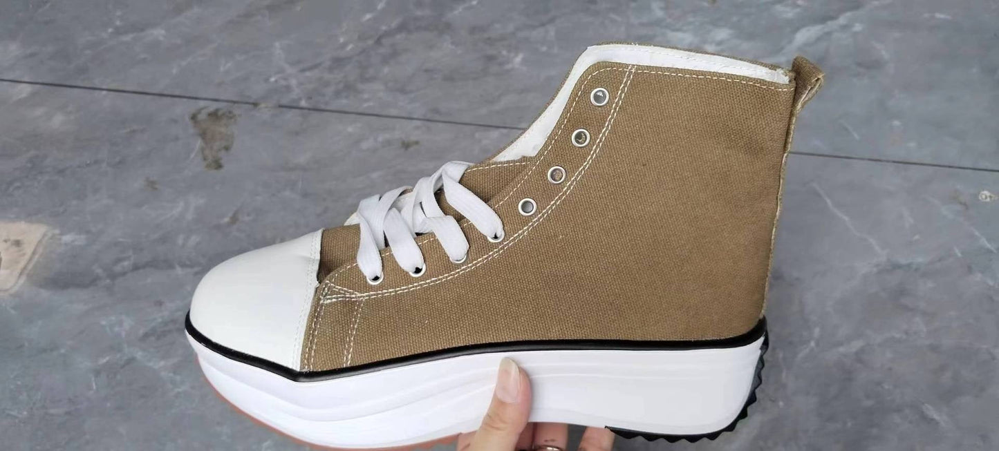 Pantofi cu platformă Cristina din pânză - Talpă din viscoză