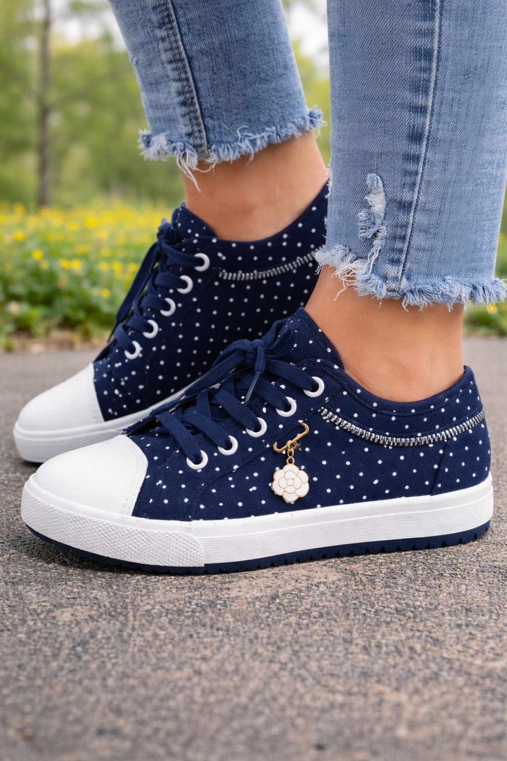 Teniși Cristina din pânză și plasă - Stil confortabil cu șireturi