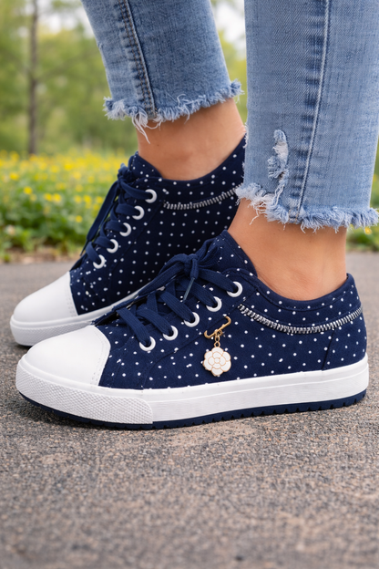 Teniși Cristina din pânză și plasă - Stil confortabil cu șireturi