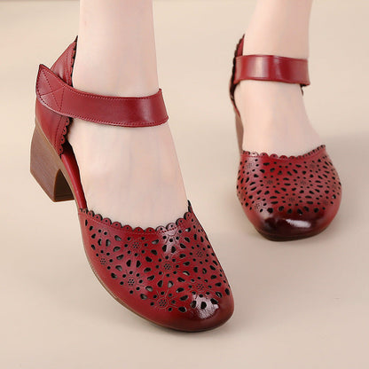 Sandale din piele Cristina - Stil confortabil cu vârf decupat