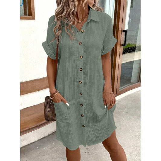 Rochie elegantă Cristina Gore din bumbac și in