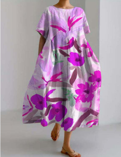 Rochie maxi Cristina cu imprimeu digital 3D și imprimeu confortabil