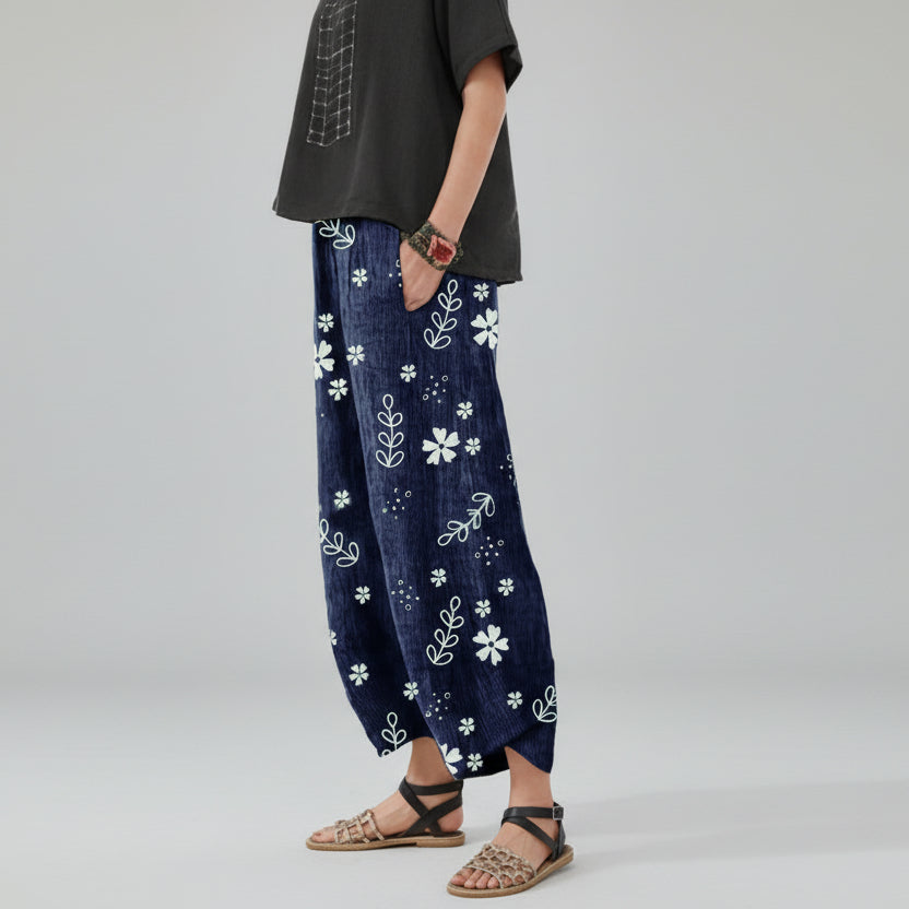 Pantaloni largi din bumbac cu imprimeu floral de Cristina Gore