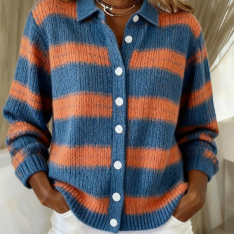 Cozy Stripe Cardigan Blouse by Cristina Gore