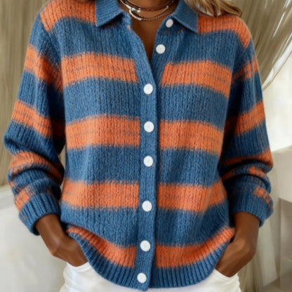 Cozy Stripe Cardigan Blouse by Cristina Gore