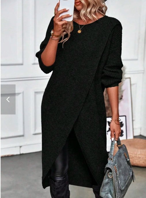 Rochie maxi și palton tricotat Cristina - Stil urban