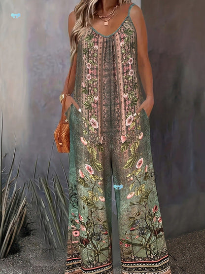 Salopetă cu imprimeu floral boho Cristina Gore