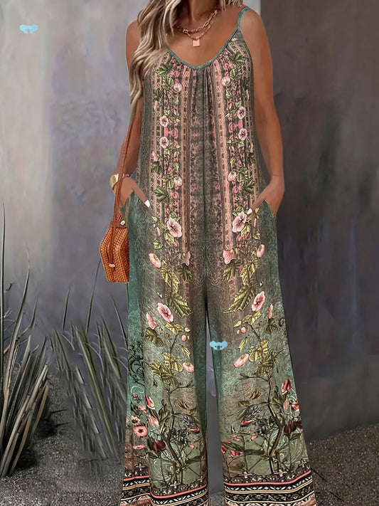Salopetă cu imprimeu floral boho Cristina Gore