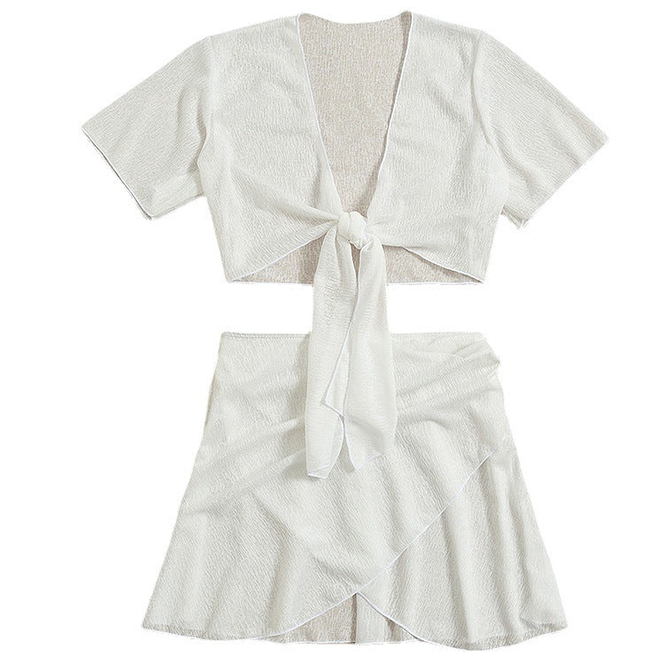 Set bikini elegant cu bretele divizate, alb, de Cristina Gore