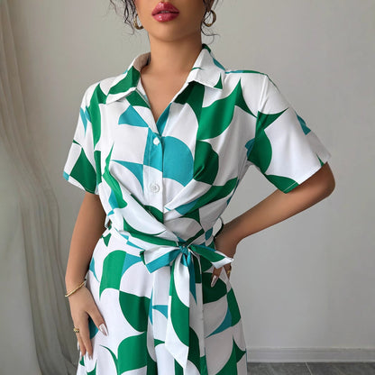 Salopetă verde chic Cristina Gore cu croi larg