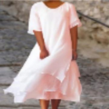 Rochie maxi Cristina cu strat dublu și mâneci despicate