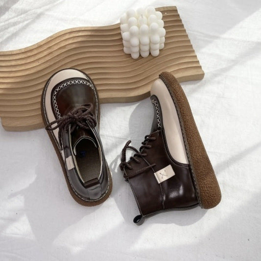 Ghete retro cu șireturi Cristina - Talpă groasă și confortabilă