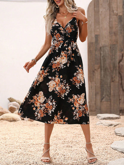 Rochie midi de vară cu imprimeu floral Cristina Gore
