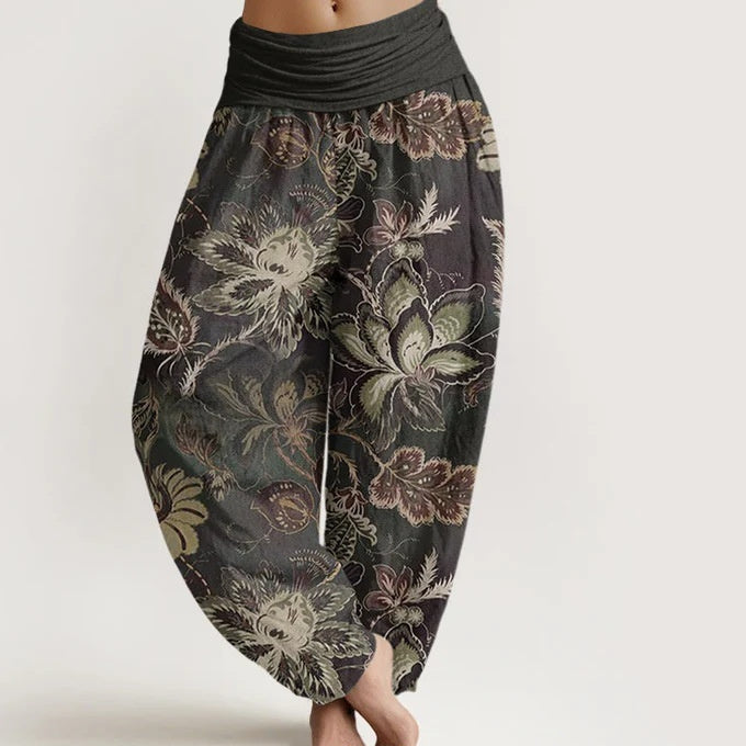 Retro Floral Wide-Leg Pants by Cristina Gore